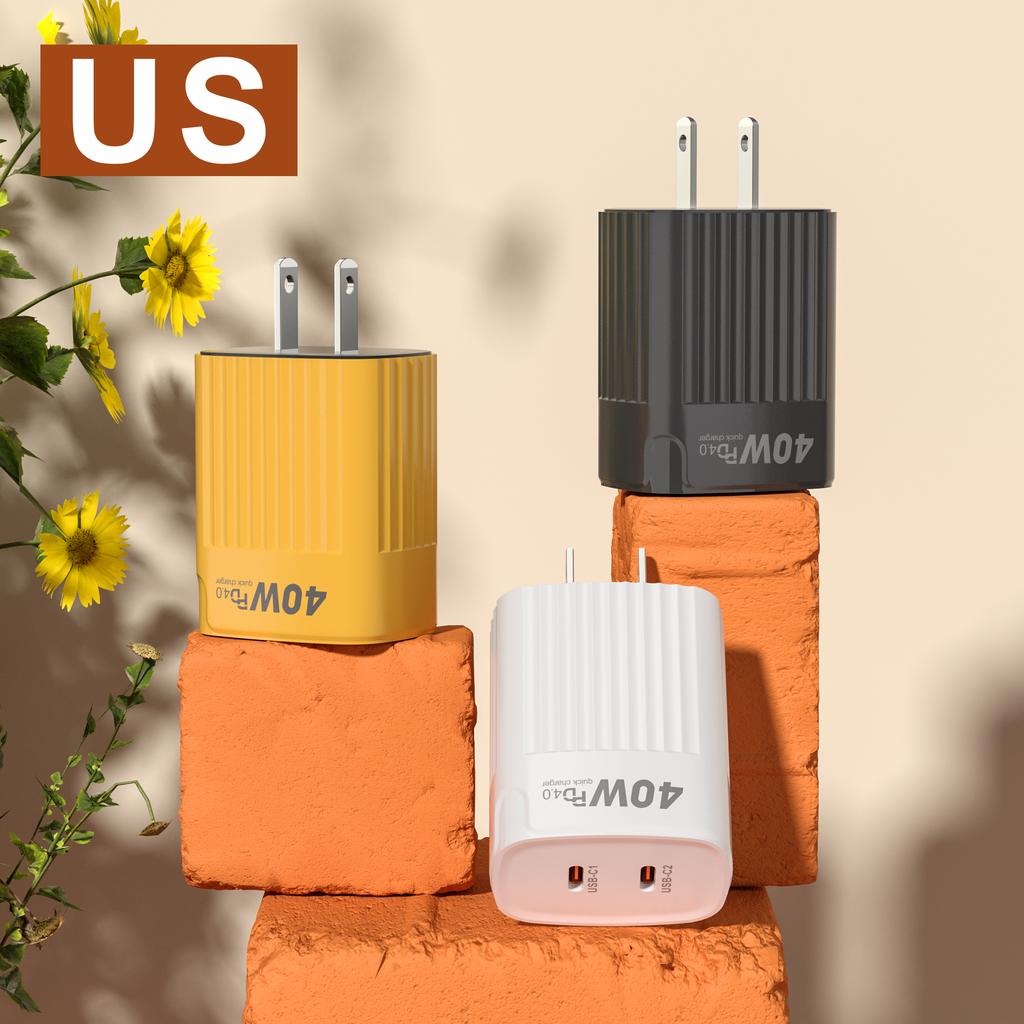 40 Вт USB C зарядное устройство быстрая зарядка QC 3.0 Dual PD зарядное устройство Type C быстрое зарядное устройство адаптер для iPhone 16 15 14 Xiaomi Samsung Huawei телефон
