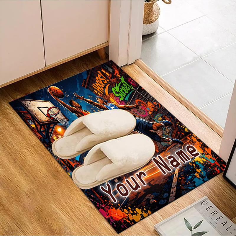 1PC Custom Name Street Basketball Dreams Theme Floor Mat Ideal for Living Room, Game Rooms, Office, Bedroom,Floor Mat Playful Design57