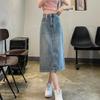 Весенне-летняя джинсовая юбка для женщин. Летняя новая джинсовая юбка с разрезом для маленьких людей, которая выглядит выше и стройнее. Персонализированный карман.