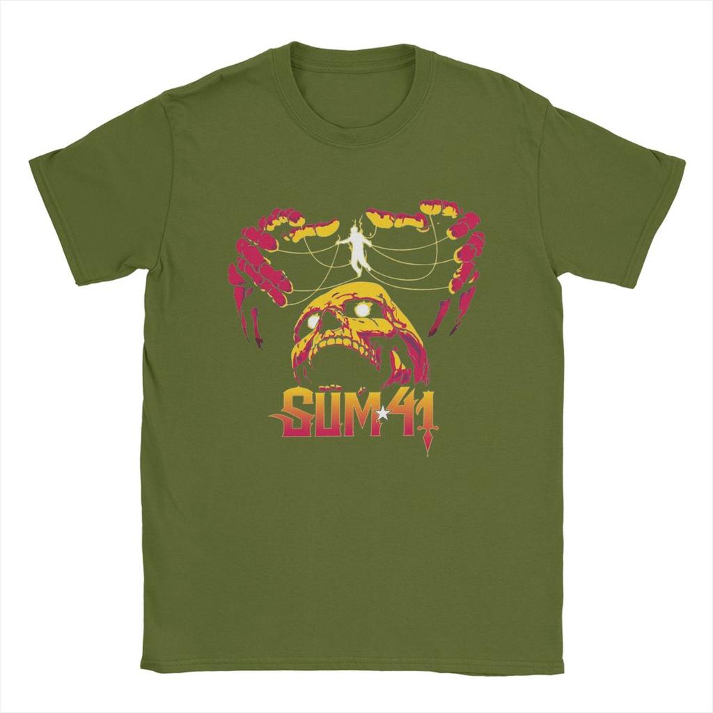 Мужская футболка The String Skull Sum 41 Band SUM41 Панк Смешная Хлопковая Футболка с Круглым Вырезом и Коротким Рукавом Футболки Топы с Графическим Принтом