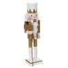 [A3491] - Golden White 'Nutcracker' Wooden Statuette (halberd) - 35x10x8cm