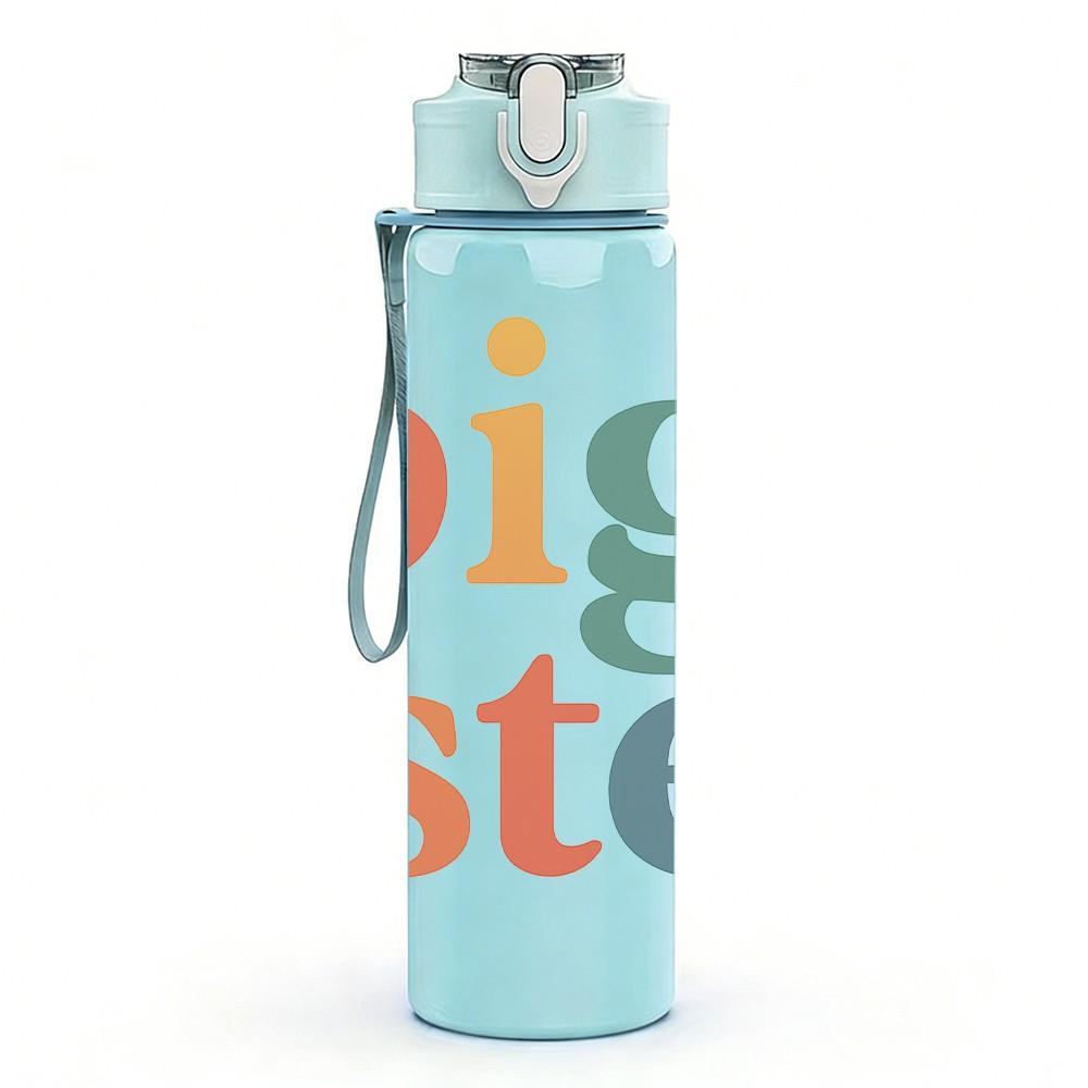 1PC Big Sister Color Text Art Print 750ml Color Plastic Sports Water Bottle Leakproof Flip Straw Lid Suitable for Sports Office Home Use