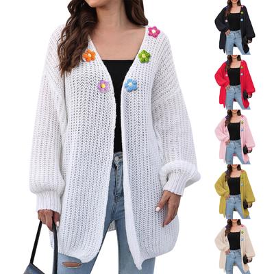 Женский толстый вязаный свитер кардиган свободный ленивый стиль повседневный свитер