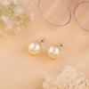 Women's Sparkling Cream Pearl Rhodium Plated Stud Earrings