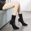 Модная черная обувь женская обувь на высоком каблуке с острым носком женские сапоги элегантные каблуки до середины голени полутренд 2024 зимняя новинка готика