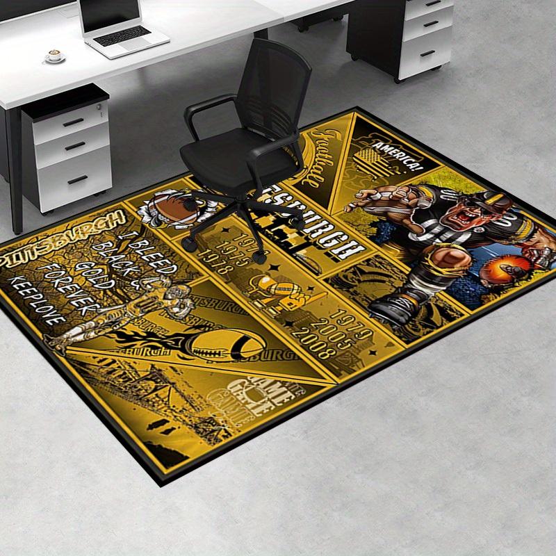 Office Carpet Pittsburgh Steelers Inspired Football Fan Gift Sofa Rug, Chair Mat for Protect
