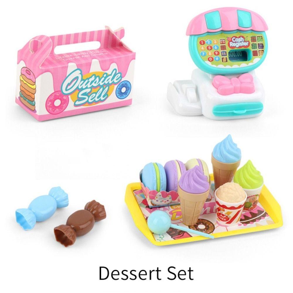 Play House Ice Cream Counter Playset Puzzle Dessert Checkout Counter Toy  Toddler Kids
