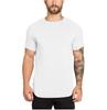 Brand Clothing Fashion Men Extended Scallop Hem Short SleeveFitness Cotton Slim Fit Bodybuilding T Shirt