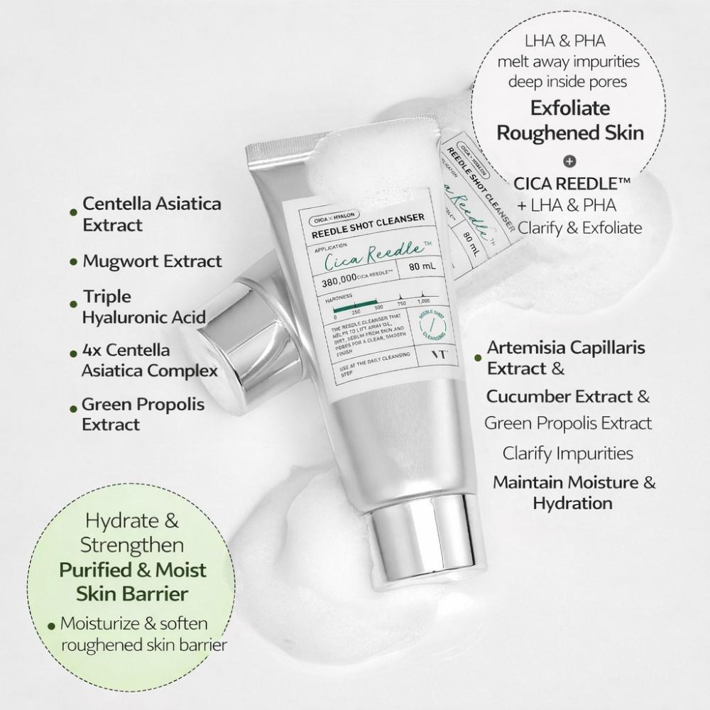 [VT COSMETICS] Reedle Shot 100 Essence + Cleanser (50ml + 80ml / 1.69 fl. oz + 2.70 fl. oz)