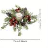 1pc/2pcs Gorgeous Holiday Candle Holder with Stunning Floral Wreath Perfect for Christmas Decorations and Table Centerpieces
