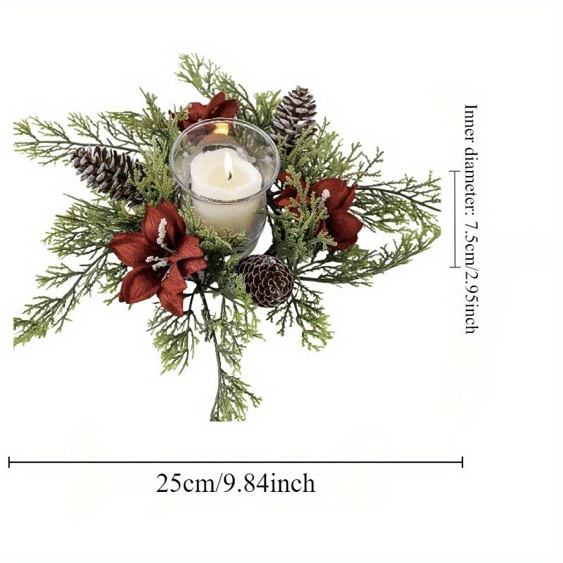 1pc/2pcs Gorgeous Holiday Candle Holder with Stunning Floral Wreath Perfect for Christmas Decorations and Table Centerpieces
