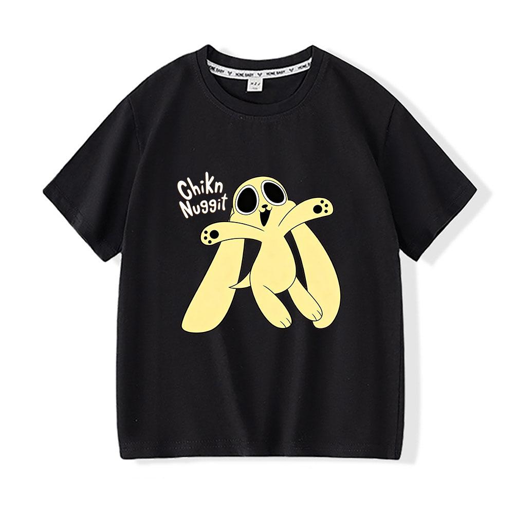 Chikn Nuggit Cartoon Print Children's T-shirt 100%Cotton Tees 2-12Y Boys Girls Cute Short Sleeve Casual Kids Tops Summer Toddler