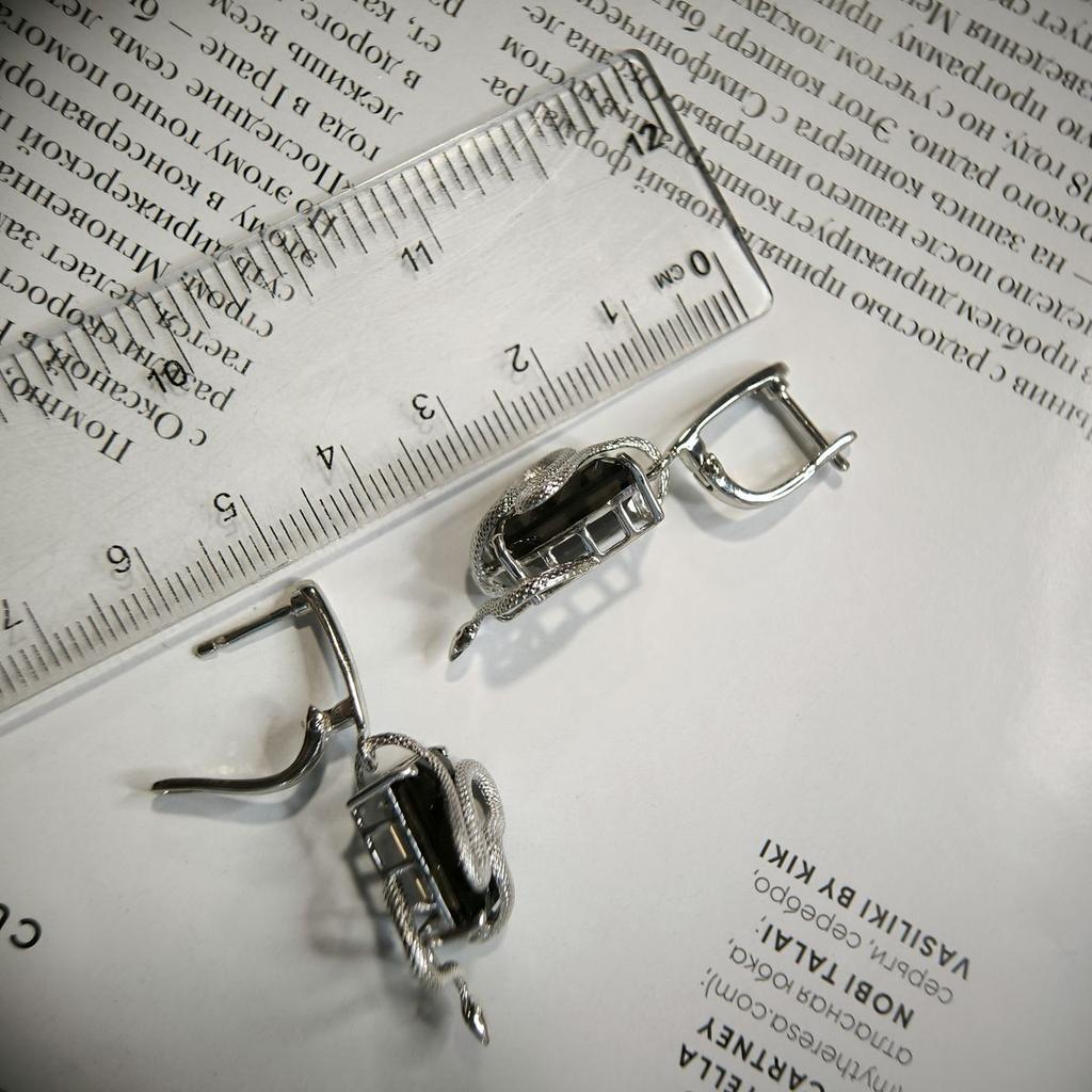 Серебряные серьги с натуральным раухтопазом (дымчатым кварцем) 15.158ct (2177807)