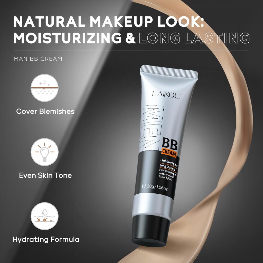 LAIKOU Мужской BB-крем с полным покрытием, корректор, маскирующий акне, натуральный макияж, стойкий, 30 г