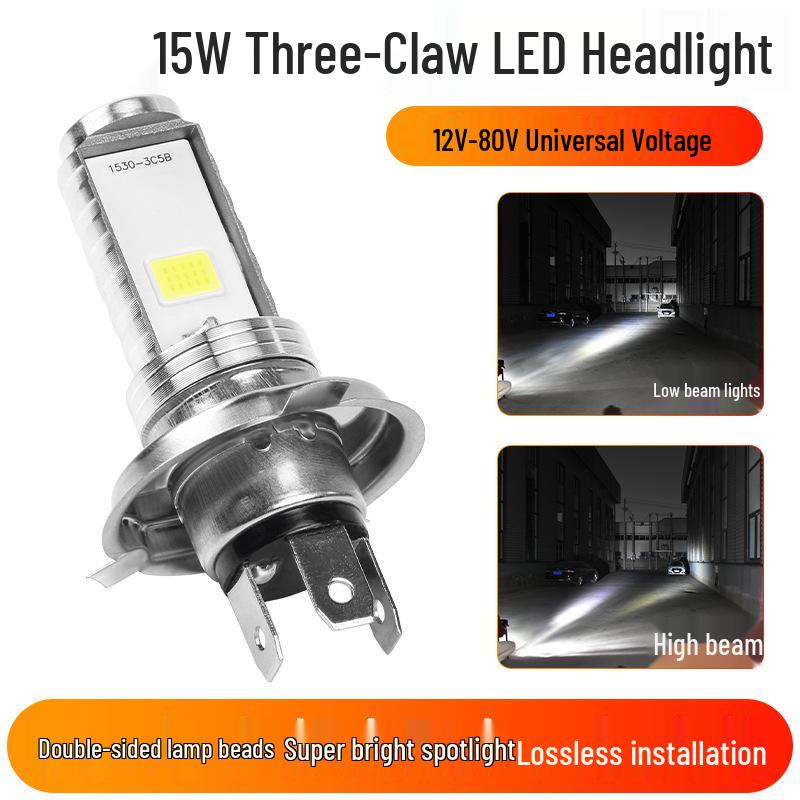 Super Bright LED Motorcycle Headlight for Electric Tricycle - Double Claw, High/Low Beam, Spotlight