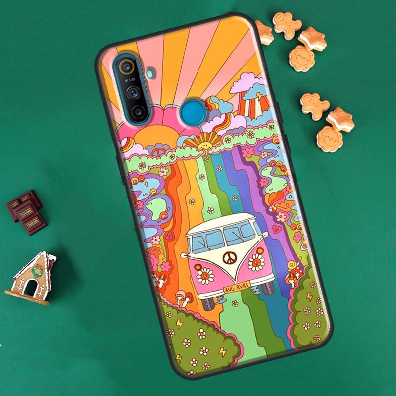 Чехол Hippy Peace Bus Cat для OnePlus 9R 8T Nord2 9 10 Pro для OPPO Realme 9i 8i 8 Pro GT Neo 2 GT Master Cover