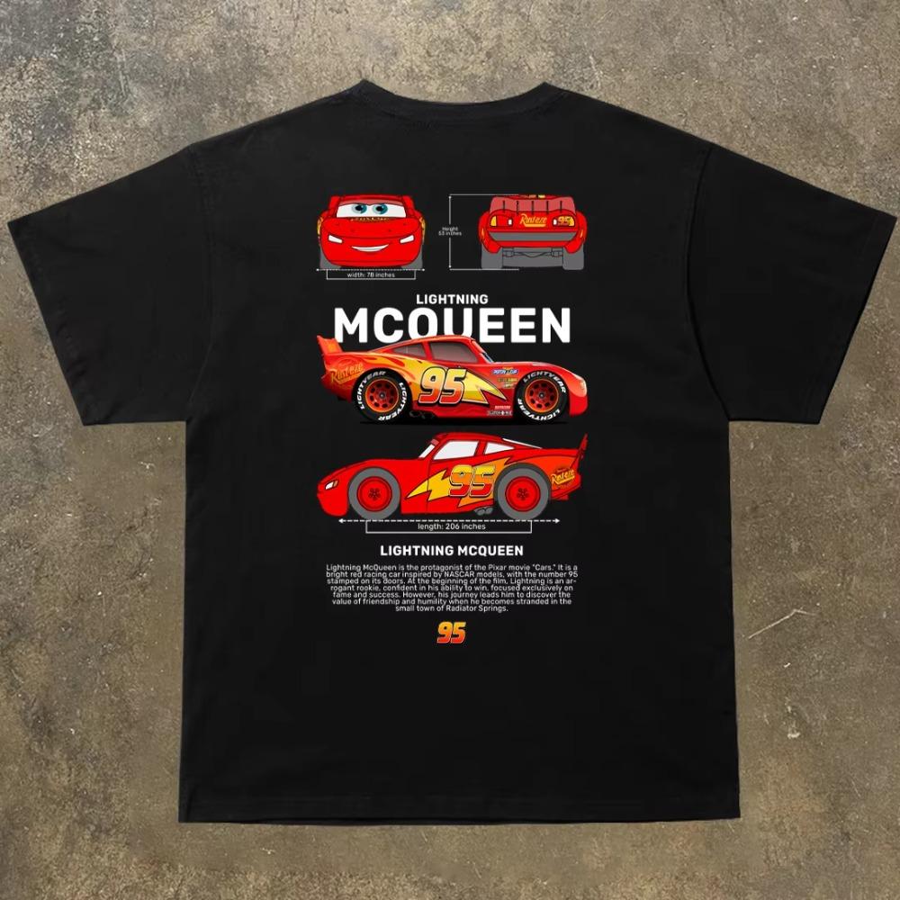 Disney Cars Lightning McQueen Printed Summer TShirt Casual Sports Short Sleeve Family ParentChild Short Sleeve Unisex Cotton