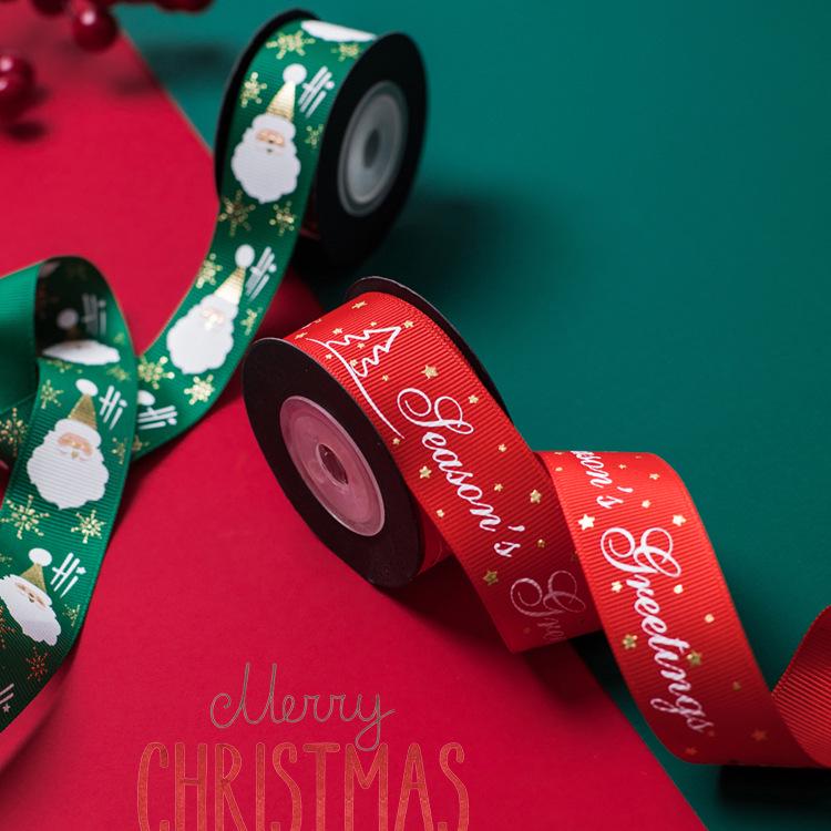 Festive Ribbon: Christmas Gift, New Year, Birthday - Red & Green Plaid with Hot Stamping for Gift Boxes & Bows