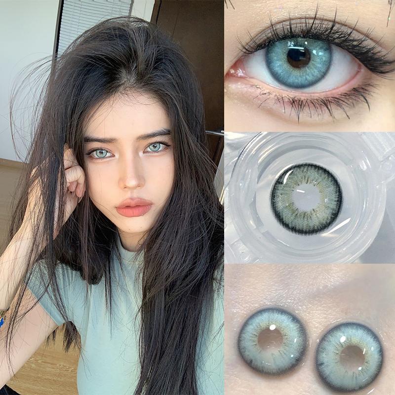 Mill Creek Color Contact Len Blue Green 14.2mm Beauty Grade Lens 2pcs Annual Use Of Soft Female Eye Makeup