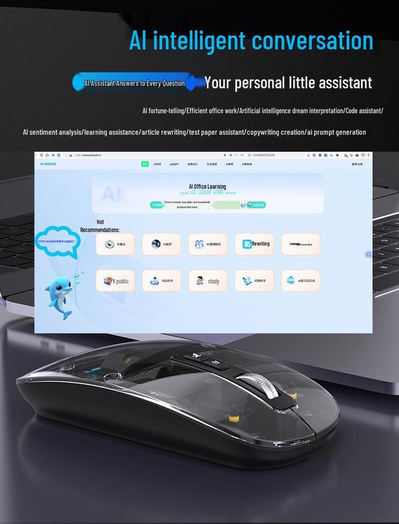 T11 Dual-Mode 2.4G Wireless Mouse with AI for Web Browsing and Presentation