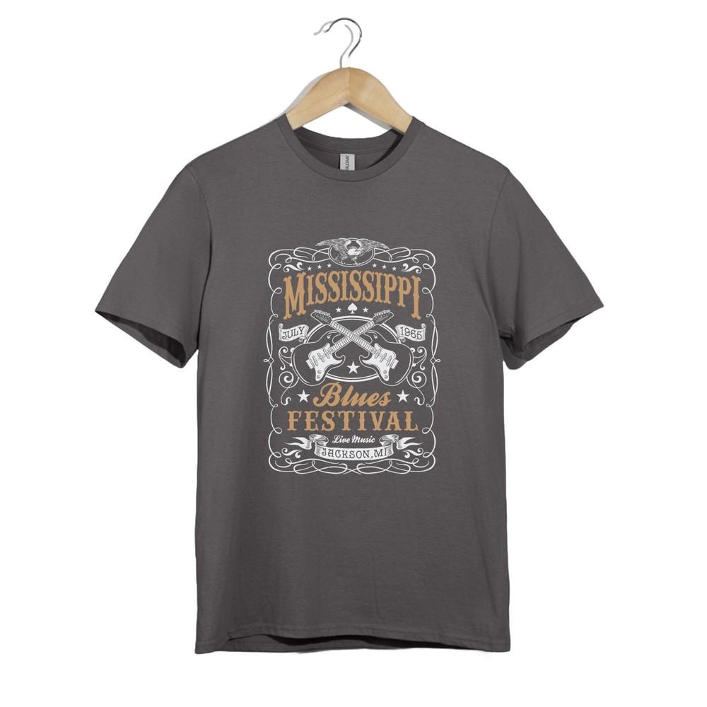 Футболка с фестиваля блюза Унисекс Гитара Миссисипи Футболка Винтажная Живая музыка 1965 Jacks
