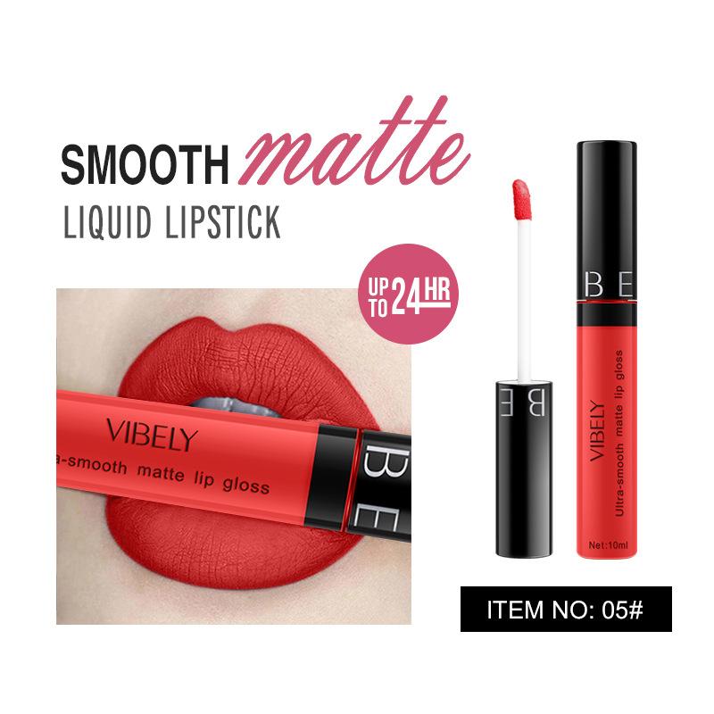 VIBELY Makeup Matte Anti-Stick Lip Glaze Несмываемая долговечная жидкая губная помада