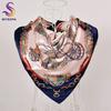 [BYSIFA] Women Navy Blue Silk Scarf Shawl Winter New Plaisley Square Scarves Wraps 90*90cm Spring Autumn Muslim Head Scarf Cape