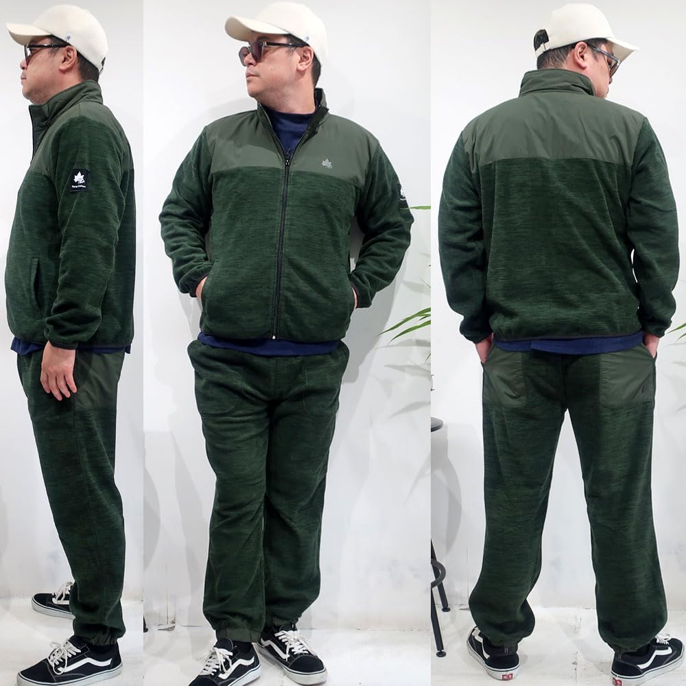 LOGOS park Cationic Fleece Full-Zip Jacket, Men's, Lightweight, Cold Weather, Hoodie Style, Sizes M, L, LL, 10002007 (JP, Alphabet, LL, NAVY)