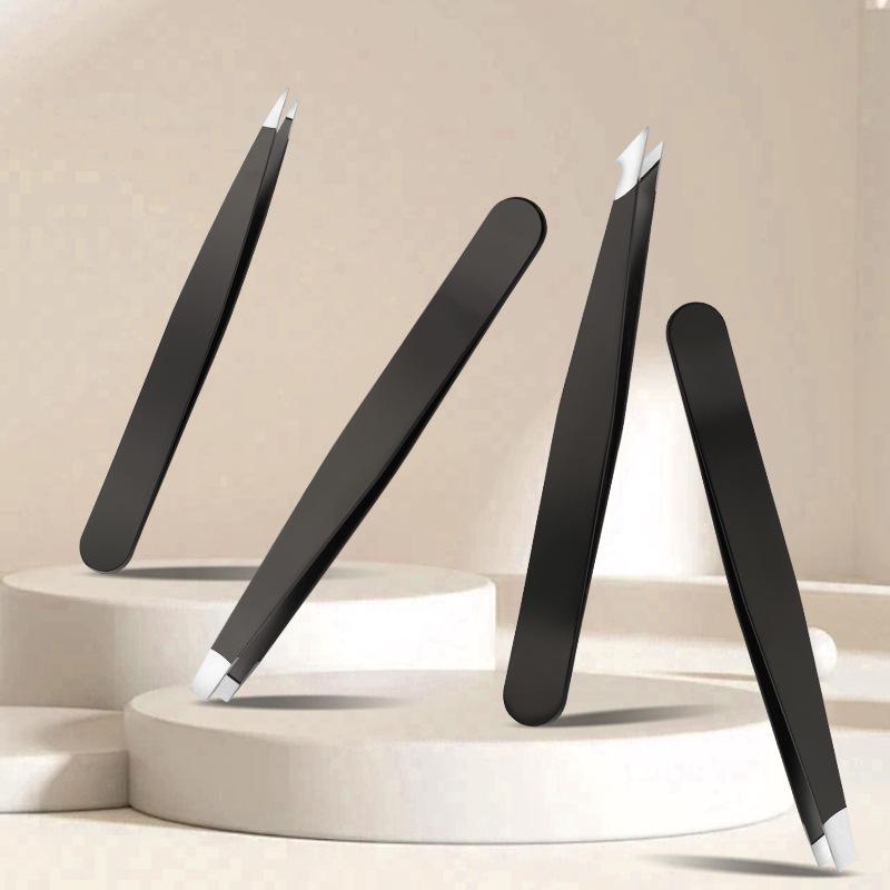 Набор пинцетов для бровей ZIKOKO: Черные инструменты из нержавеющей стали для идеального ухода — включая бороду, брови и ресницы.