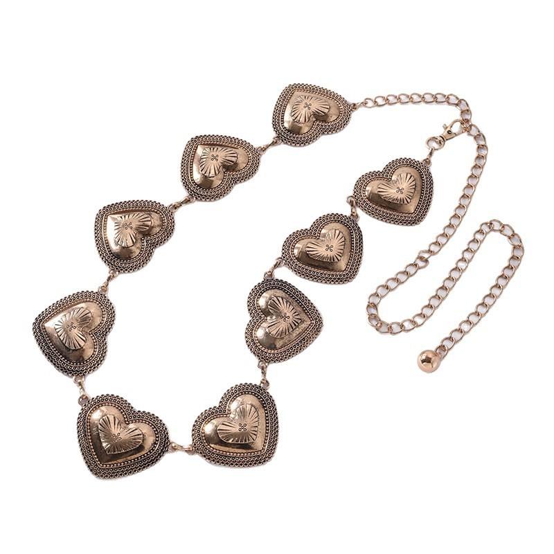 Heart Fashion Turquoise Waist Chain For Women With Metal Material And Design Elegant