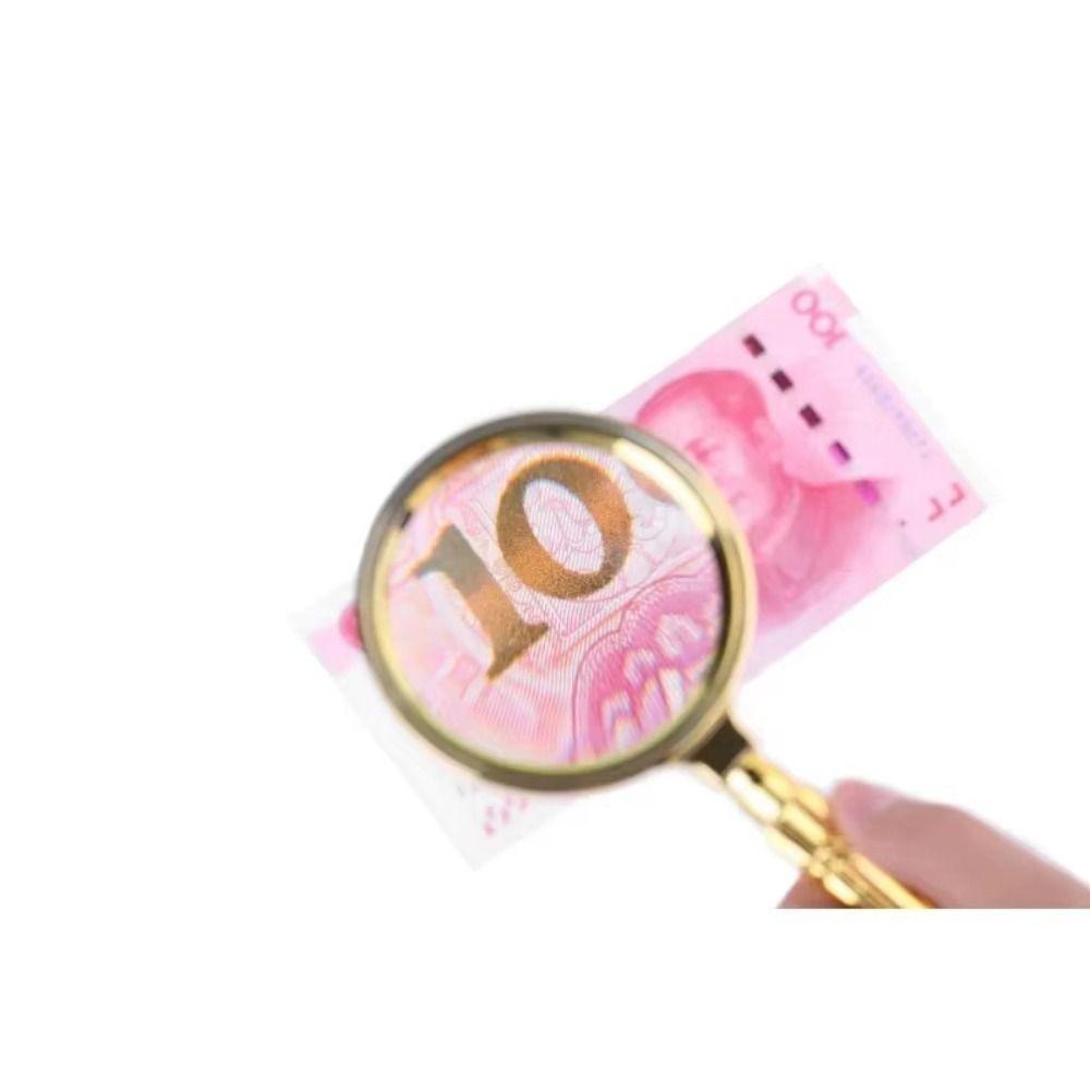 Plastic Loupe Magnifier Gold Delicate Pattern Handle Retro Pocket Tool Newspaper Reading