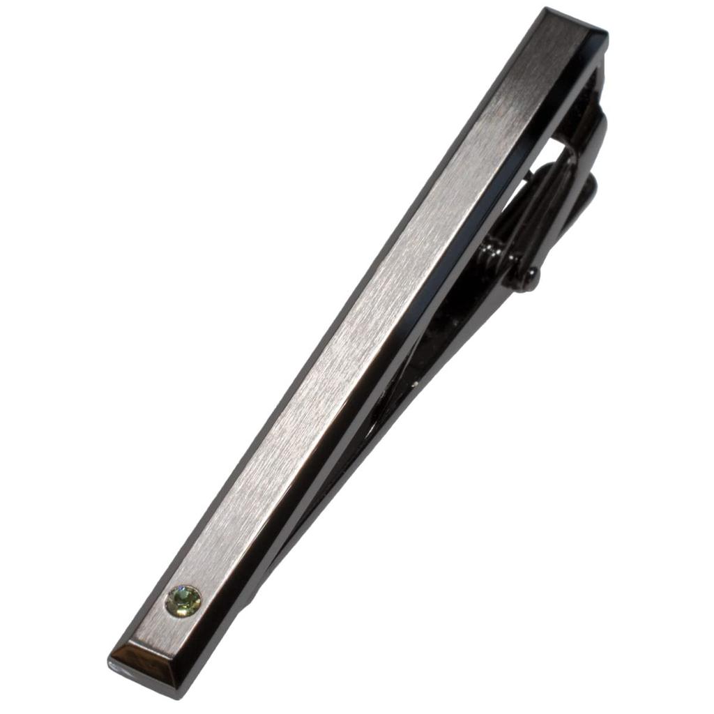 Зажим для галстука Tabarat August Cut из латуни в виде аллигатора, сделано в Японии, подарочный зажим, камень месяца рождения, застежка на 4 стороны, мужской (Перидот)