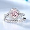 2-в-1 Изысканные цветочные кольца Morganite, набор, подарок на День святого Валентина, женское обручальное кольцо, ювелирные изделия