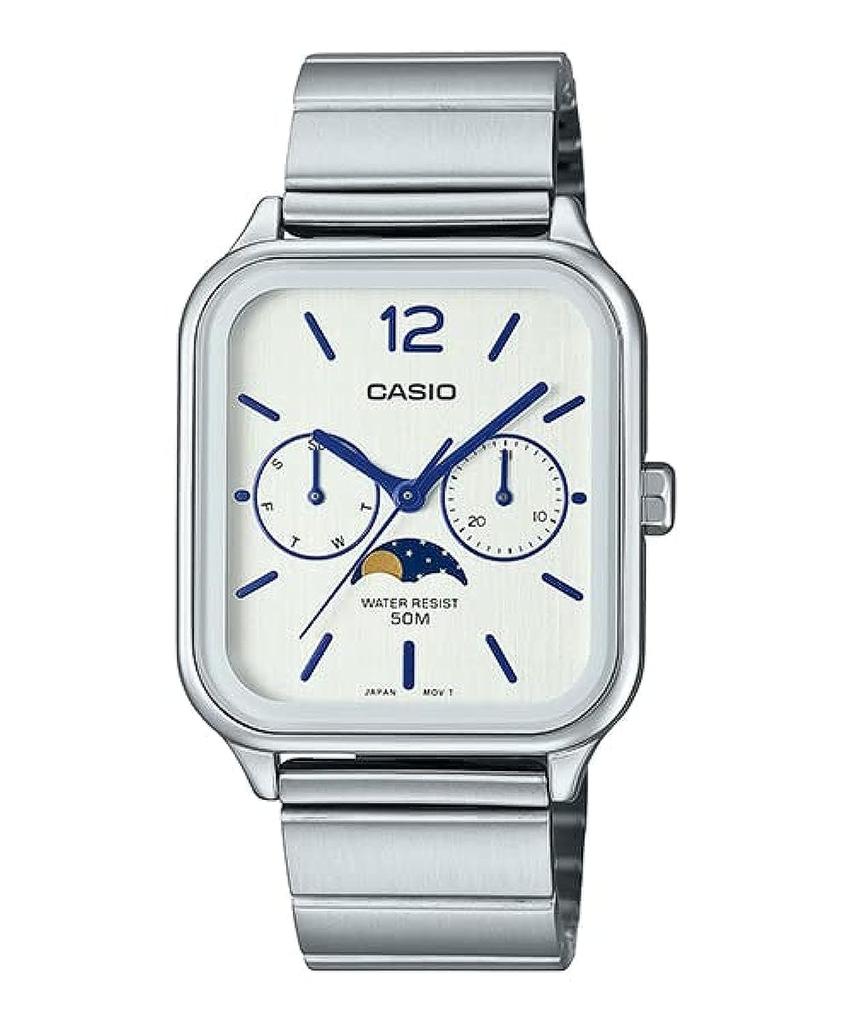 Casio Watch White Silver Classic Men's - MTP-M305D-7AVDF Dial, Band, Silver,