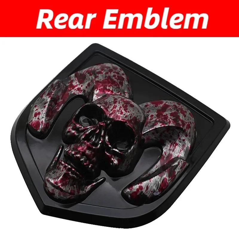 GXP1 Car Front Badge Tailgate Emblem for Dodge Ram 1500 2500 3500 HeavyDuty BigHorn 2010-2018 Skull ABS Car Sticker Pickup Decoration