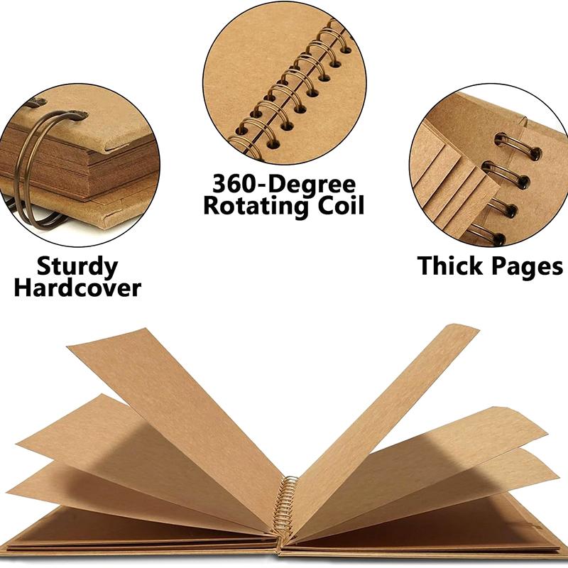 Hard Cover Blank Page Diy Scrapbook Photo Album With Thick Pages 7-Inch Scrapbook For Wedding Anniversaries, Family Memories