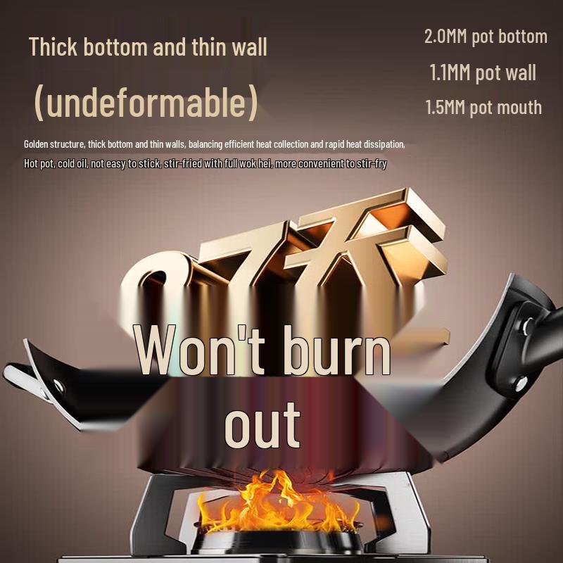 ASD 30cm Rust-Resistant Iron Wok for Gas Stoves