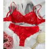 Большое красное сексуальное кружевное нижнее белье Женское кружевное нижнее белье Чистое желание Сексуальный летний бюстгальтер Женский сексуальный комплект с прикрытием для груди