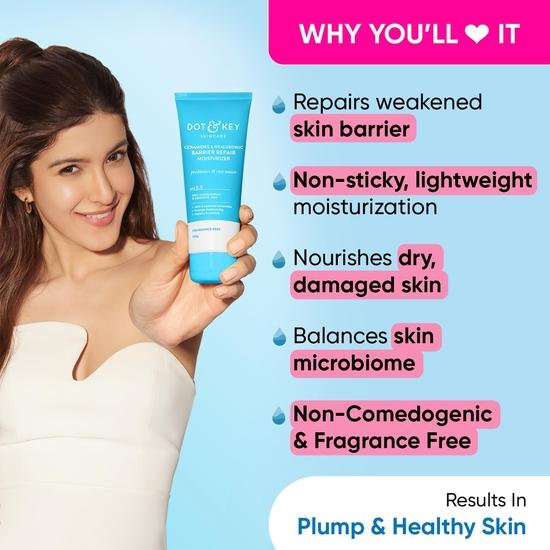 Увлажняющий крем Dot & Key Ceramides с гиалуроновой кислотой для интенсивного увлажнения и укрепления кожи | С пробиотиками и рисовой водой | 100 г