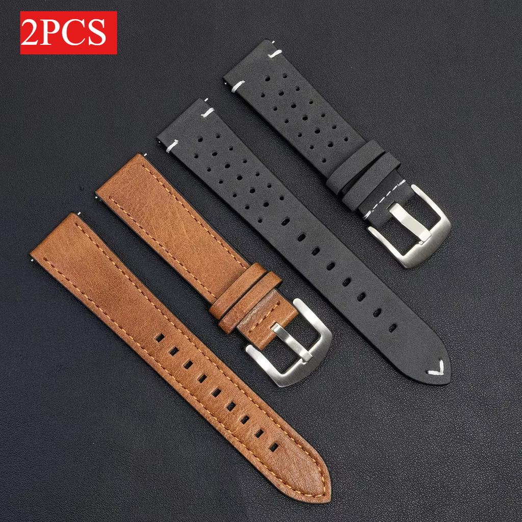 2 шт. 20 мм кожаный дышащий ремешок для Samsung Galaxy Watch 7 6 5 4 40/44 мм 6Classic 5Pro 22 мм ремешок для Huawei GT5 3 4Pro ремешок для часов