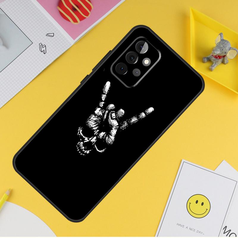 Rock and Roll Skull Case For Samsung Galaxy A54 A34 A14 A13 A33 A53 A12 A32 A52 A71 A51 A15 A25 A35 A55 Cover