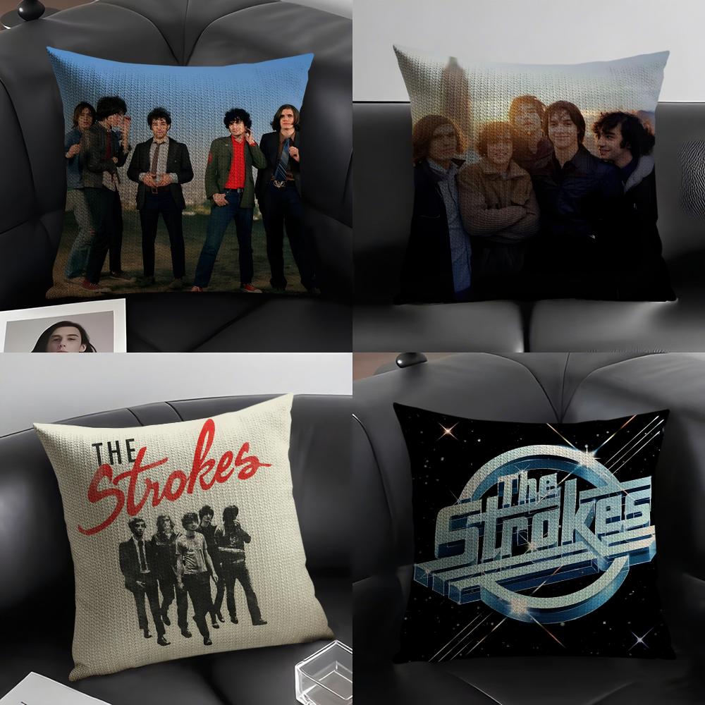 TThe StrokesS Band Cushion Cover Natural Linen Organic Fabric DoubleSided Printing Sofa Home Decor Gift Pillow Case
