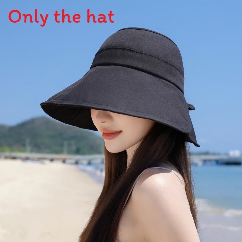 Brimmed Summer Wide Sun Protection Hat With Bow Decoration For Daily Outdoor