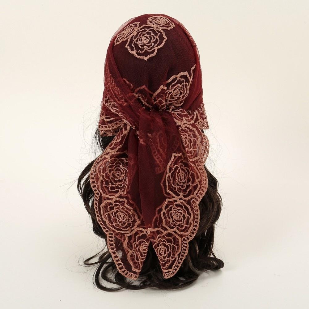Floral Embroidery Lace Scarf Breathable Sunscreen Shawls Fashion Headscarf Summer