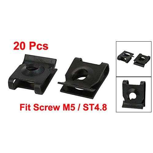 uxcell U-Nuts, U-Clips, Speed ??Fasteners, Spring Steel, Black, for M5/ST4.8 Threaded Bolts, Pack of 20