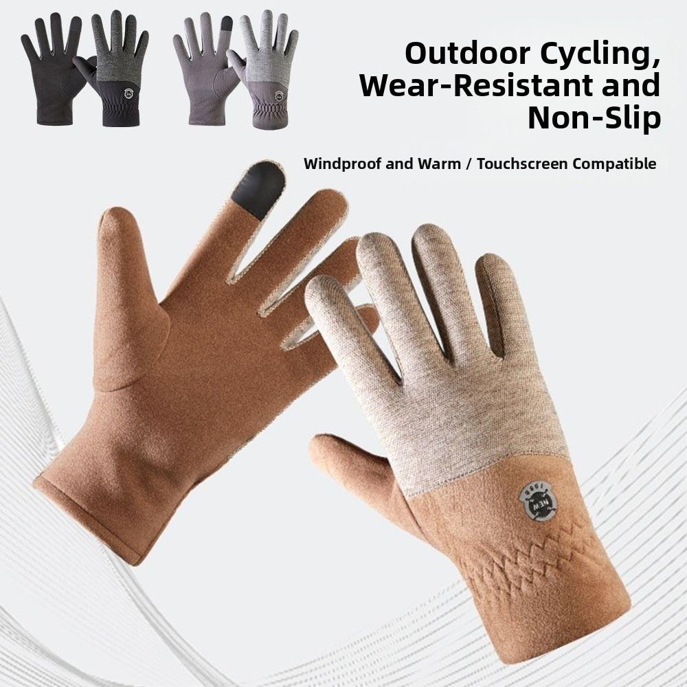 Утепленные сенсорные перчатки, теплые велосипедные варежки, модные бархатные перчатки, для улицы