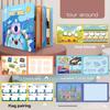 Деревянная развивающая книжка-занятие «Транспорт» с пазлами и наклейками для детей дошкольного возраста