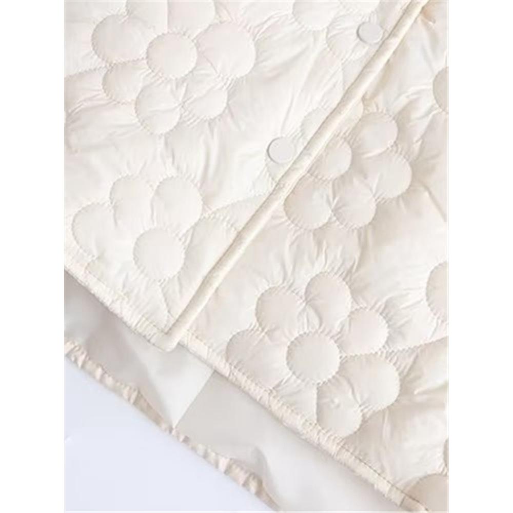 Женская зимняя куртка больших размеров с воротником-стойкой, планкой с пуговицами и цветочной стежкой с хлопковым сэндвичем посередине