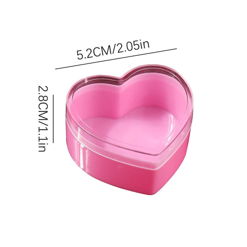 Пластиковая коробка для хранения украшений для ногтей в форме розового сердца с прозрачной крышкой, органайзер для хранения украшений для ногтей