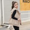 Women Autumn Winter Hooded Collar Sleeveless Solid Color Drawstring Warm Coat Vest